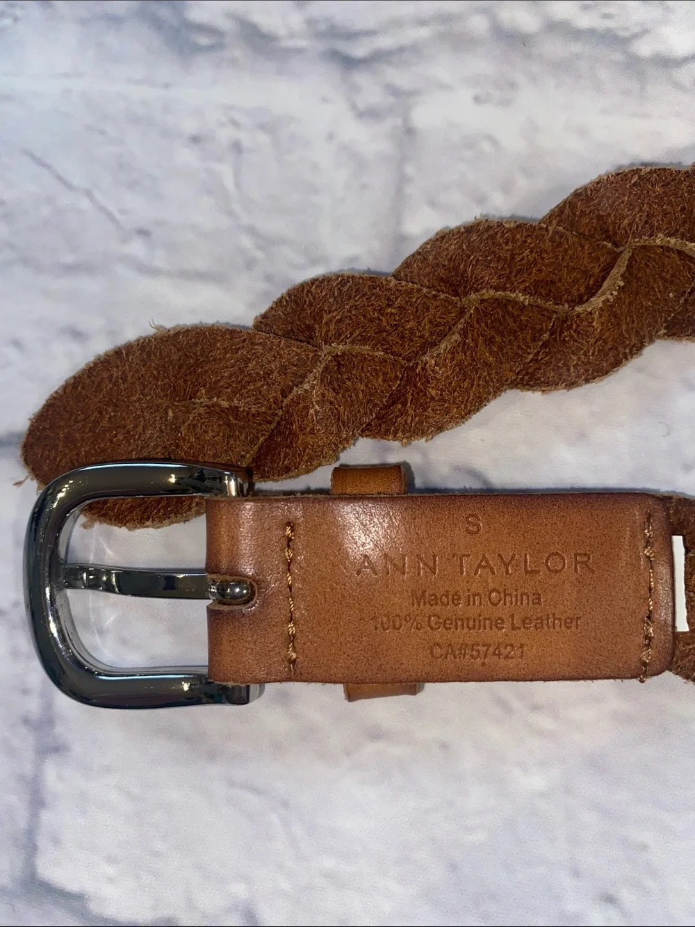 Ann Taylor Braided Leather Belt in Tan Size S